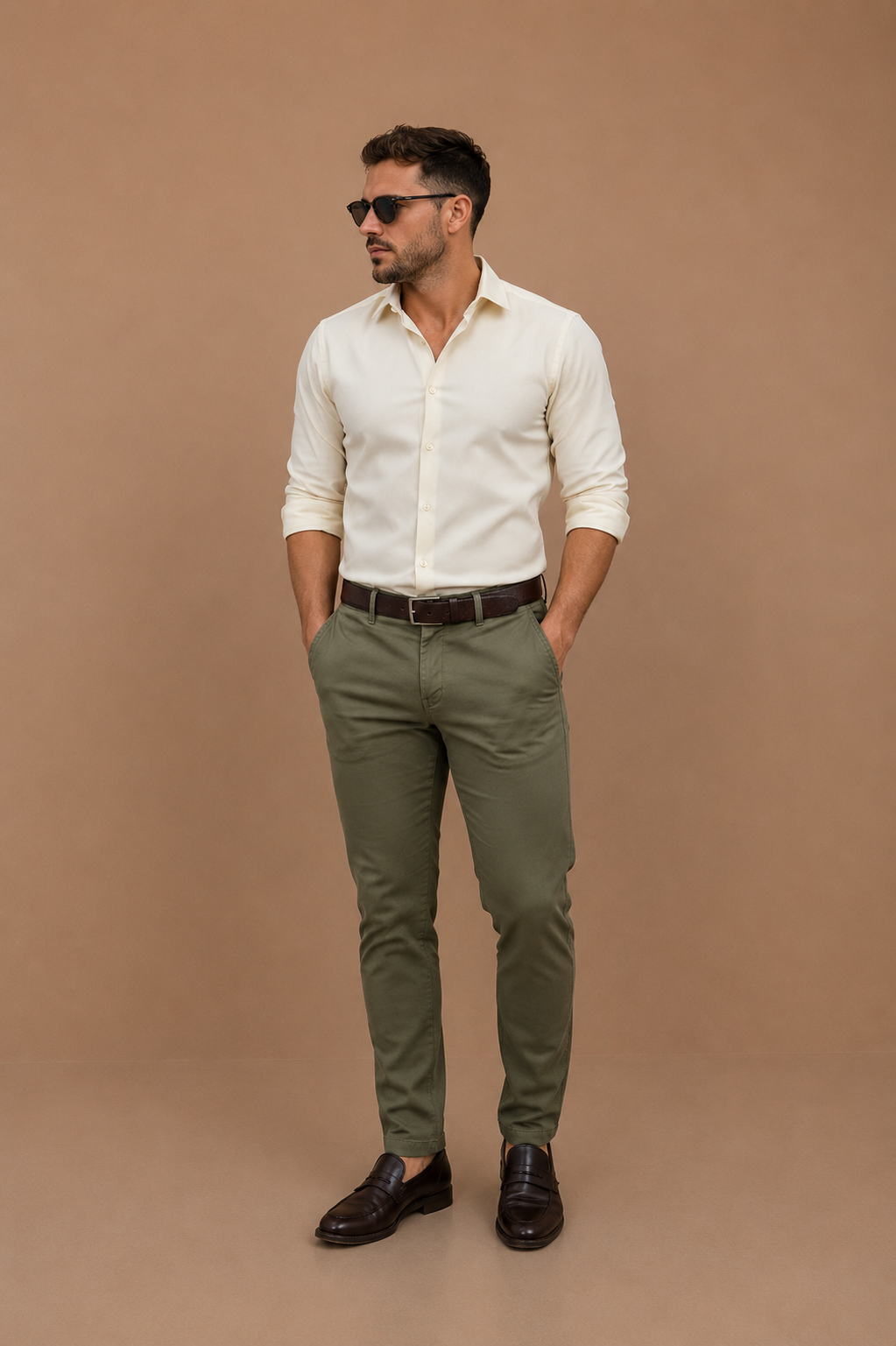 Camisa Lisa Semi Entallada Beige 🤍✨